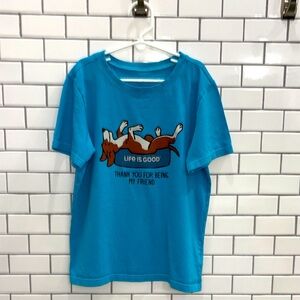 Life Is Good Vibrant Blue Dog Tee